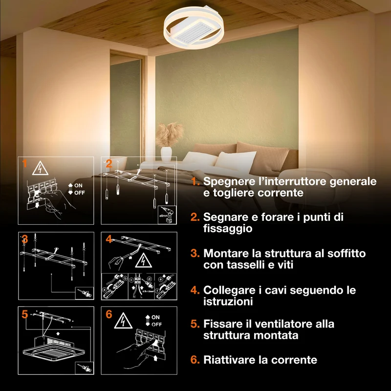 Ventilatore da soffitto LED OSRAM Ring 55W CCT Bianco 3000K-6500K