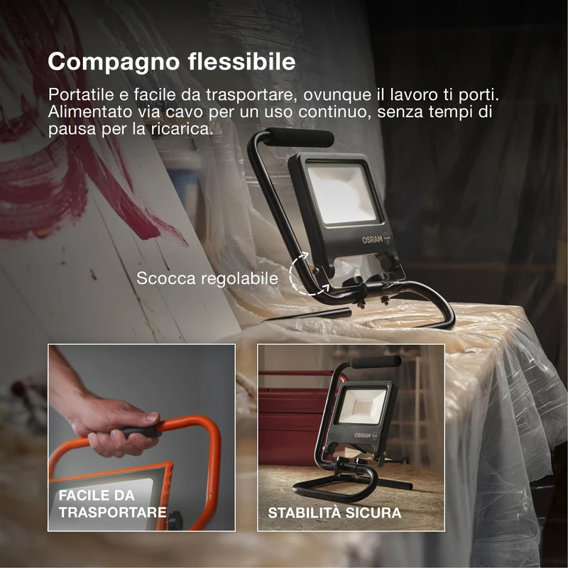 OSRAM LAMPADE DA LAVORO R-STAND Faretto Multipresa (GEN 2) 30W, 2700lm, 4000K