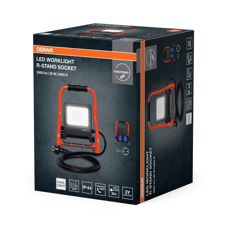 OSRAM LAMPADE DA LAVORO R-STAND Faretto Multipresa (GEN 2) 30W, 2700lm, 4000K
