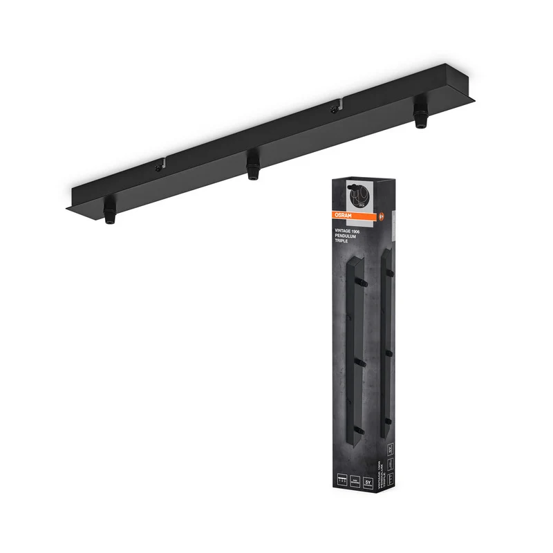 OSRAM Vintage 1906® Lampada a sospensione 3X Baldacchino LINEARE, nera