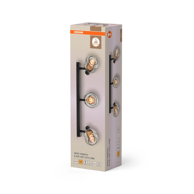 OSRAM DECOR Spot Firefly lampada da soffitto, lampada OSRAM inclusa, nero, 3 x 2.8W, 750lm