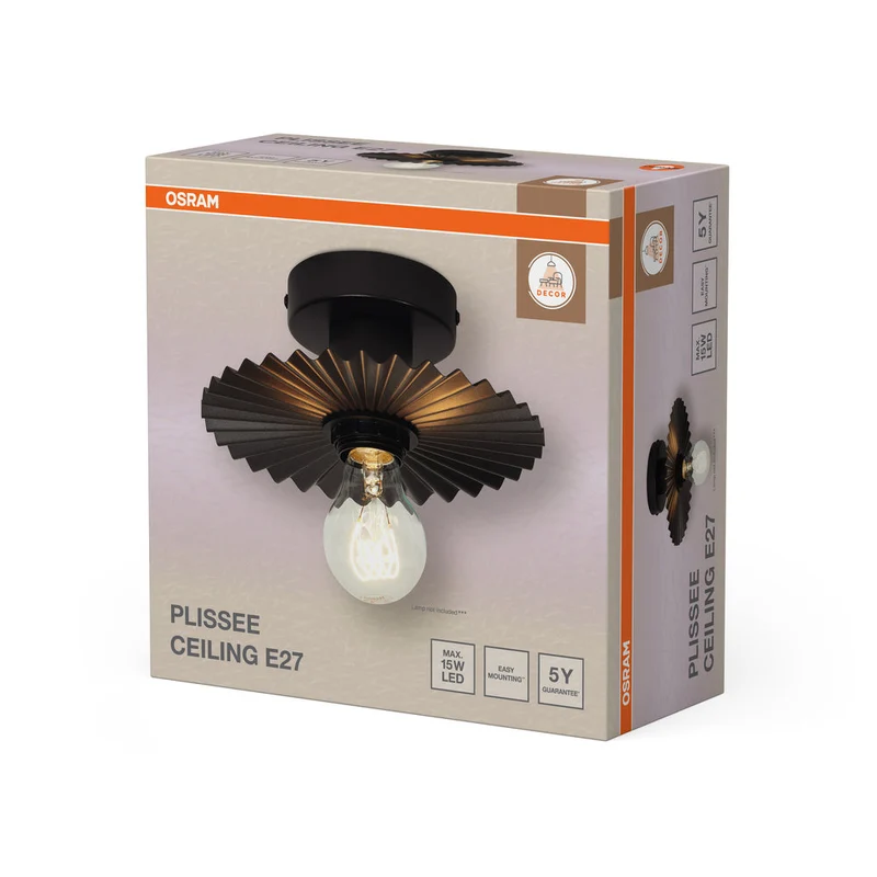 OSRAM DECOR Plisse Plafoniera da soffitto E27 Grigio scuro