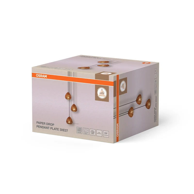 OSRAM DECOR Lampada a sospensione Paper Drop Pendelleuchte Piastra 3xE27 Beige