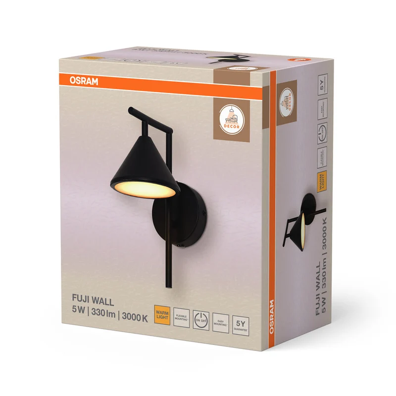 OSRAM DECOR Fuji Applique da parete 5W 930 Nero