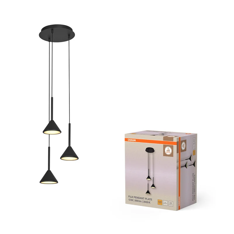 OSRAM DECOR Fuji 3X Lampadario a sospensione PL 13W 930 Nero