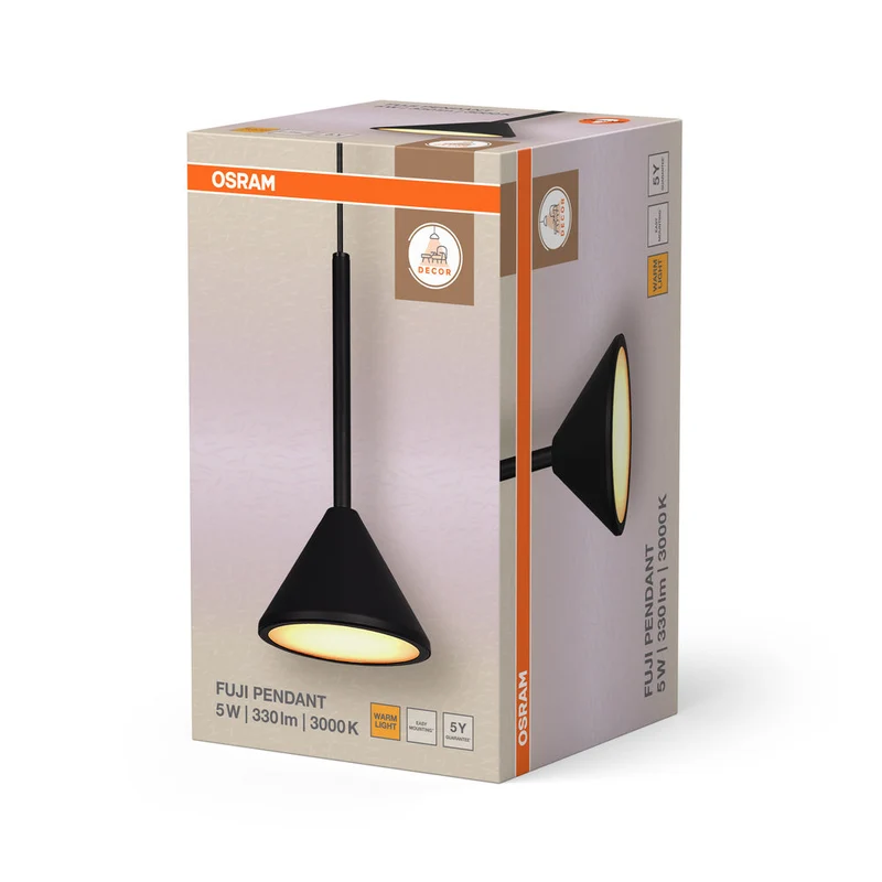 OSRAM DECOR Fuji 1X Lampada a sospensione Pendelleuchte 5W 930 Nero
