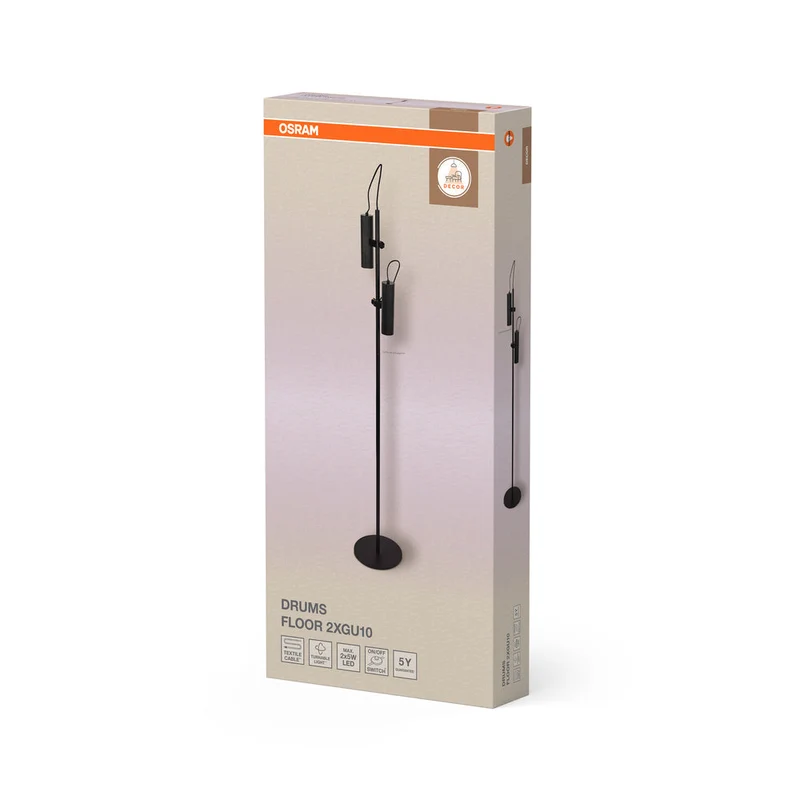 OSRAM DECOR Lampada da terra a tamburo 2xGU10 Nero
