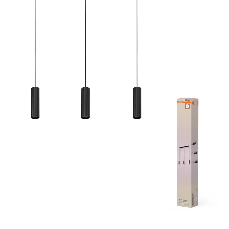 OSRAM DECOR Lampada a sospensione a tamburo LED nera, 3 fiamme, GU10