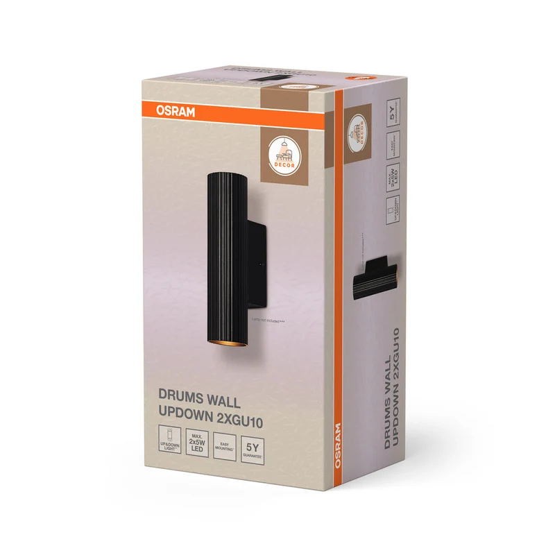 OSRAM DECOR Drums Applique da parete su e giù 2xGU10 Nero