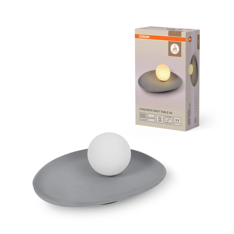 OSRAM DECOR Concrete Nest lampada da tavolo grigia, G9