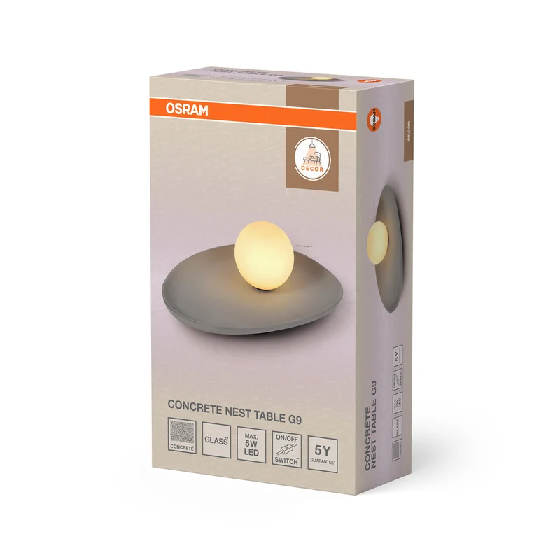OSRAM DECOR Concrete Nest lampada da tavolo grigia, G9