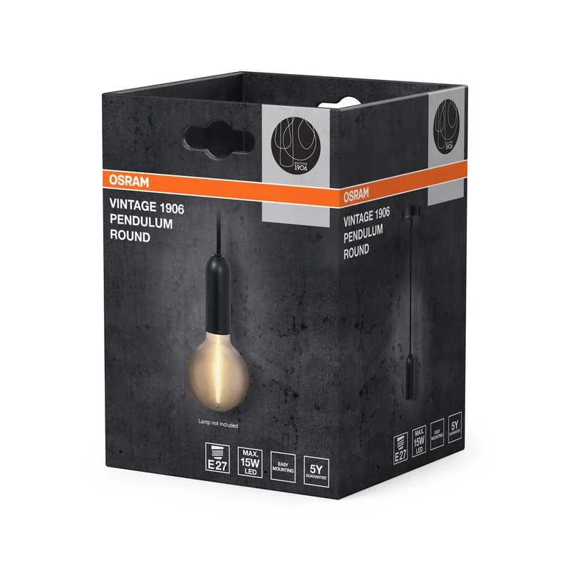 OSRAM Vintage 1906® Lampada a sospensione TONDA E27, nero