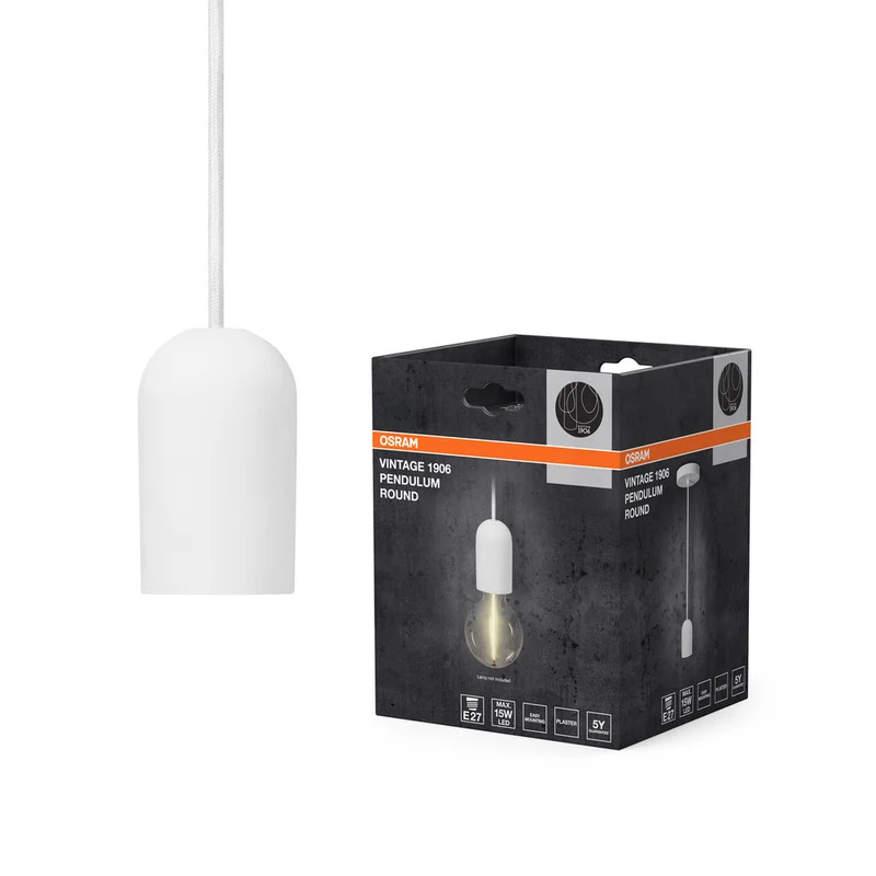 OSRAM Vintage 1906® Lampada a sospensione ROUND PLASTER E27, bianca