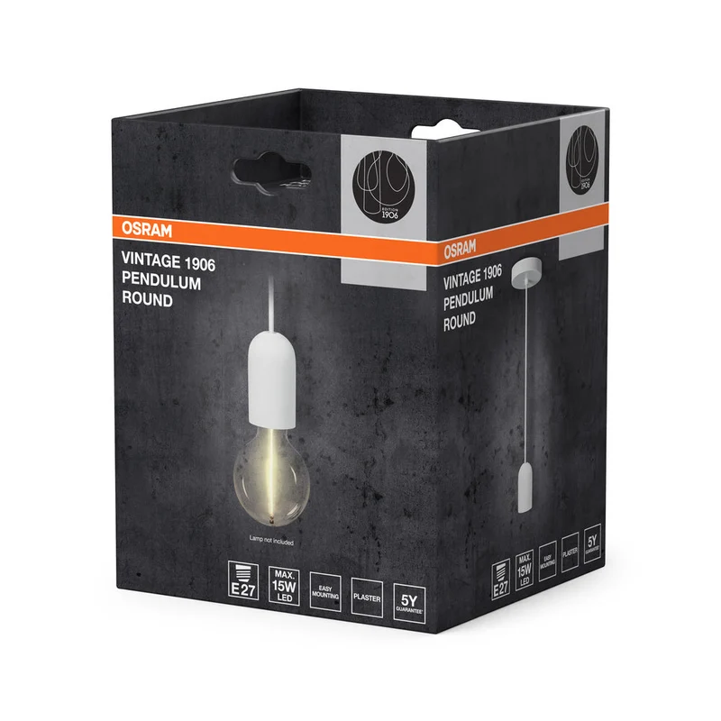 OSRAM Vintage 1906® Lampada a sospensione ROUND PLASTER E27, bianca