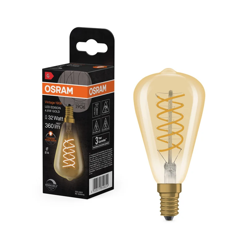 Vintage 1906 LED CLASSICO EDISON DIM 4.8W 822 Oro E14 2