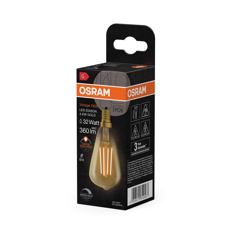 Vintage 1906 LED CLASSICO EDISON DIM 4.8W 822 Oro E14 1