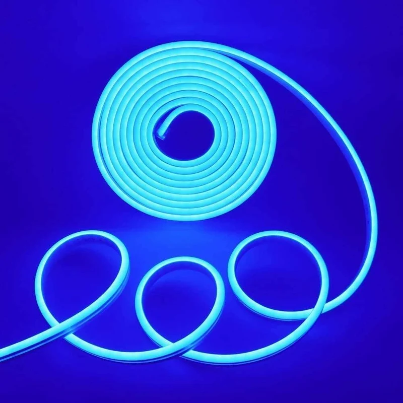 GBC Striscia LED al neon, striscia led 5 metri, colore blu per interno ed esterno IP67, separabile ogni metro, striscia led flessibile