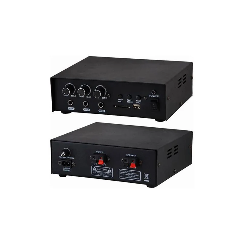 Gbc Kit amplificatore con microfono e diffusore a tromba, amplificatore audio con Mp3, amplificatore con lettore USB
