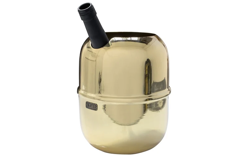 Casa Padrino Luxus Deko Objekt Gold Ø 18 x H. 21,2 cm - Weinkühler aus massivem poliertem Messing - Luxus Deko Accessoires