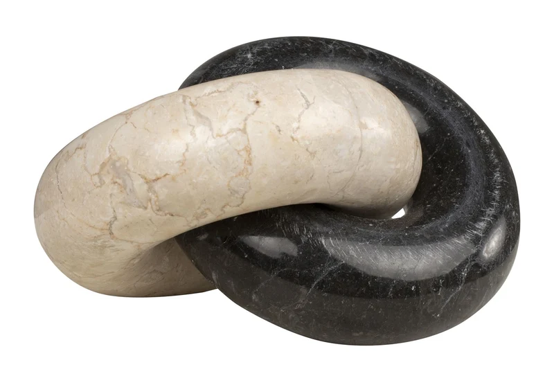 Casa Padrino Luxus Deko Objekt 21 x 17 x H. 11 cm - Ketten Objekt aus Onyx und schwarzem Marmor - Luxus Deko Accessoires