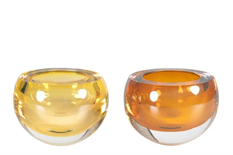 Casa Padrino Luxus Schale Bernsteinfarben Ø 13 x H. 9,5 cm - Kleine Schale aus massivem Kristallglas - Luxus Deko Accessoires