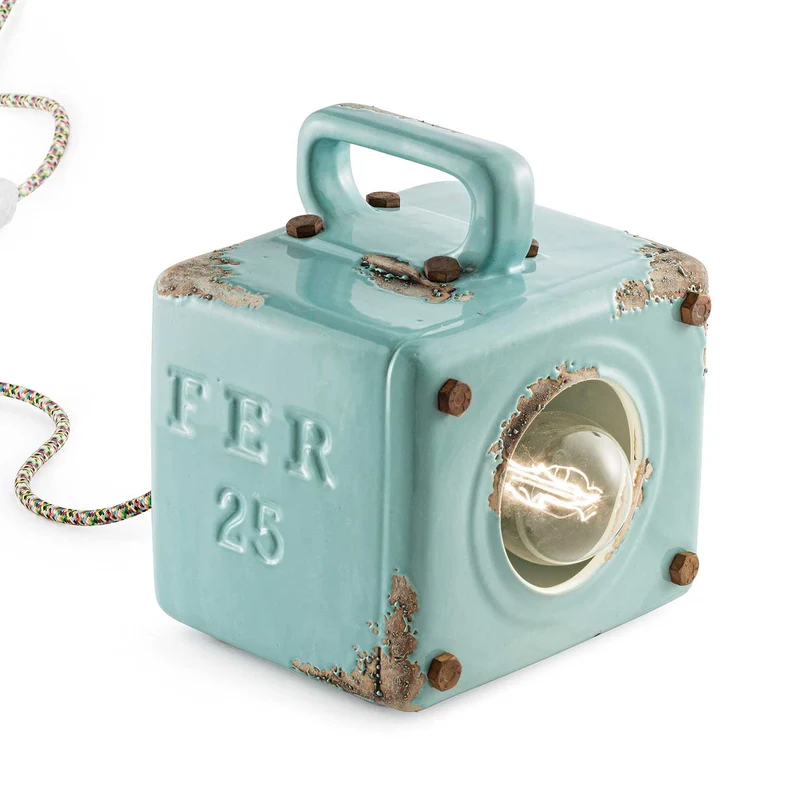 Industrial - Lampe à poser en céramique, style vintage, H 20 cm