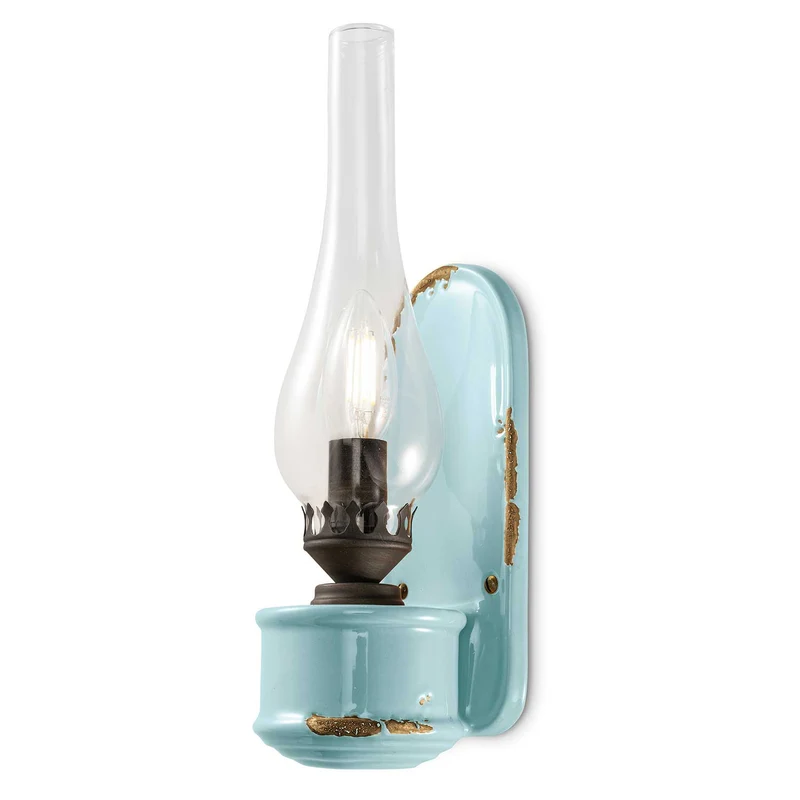 Vintage - Applique murale en acier et verre, style industriel, H 33 cm