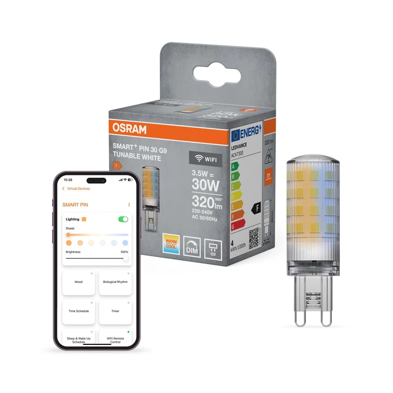 OSRAM Wifi SMART+ Lampada LED Tunable White (ex 30W) 3,5W / 2.700-6.500K Pin G9