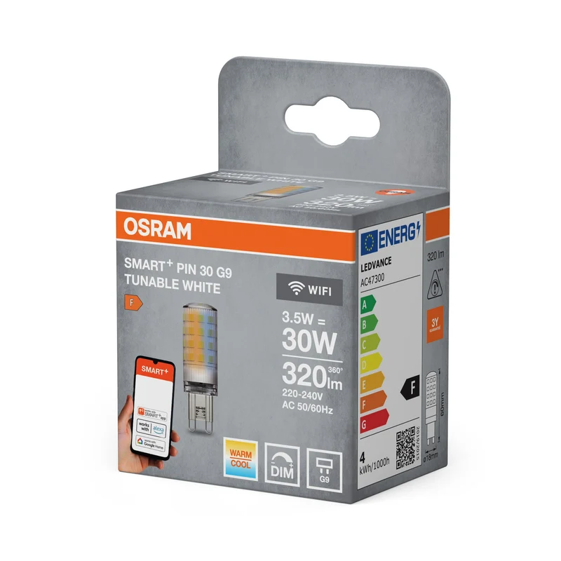 OSRAM Wifi SMART+ Lampada LED Tunable White (ex 30W) 3,5W / 2.700-6.500K Pin G9