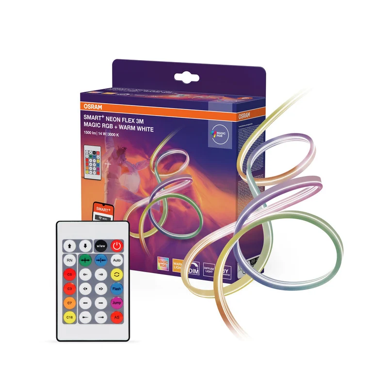 OSRAM Wifi SMART+ NEON FLEX MAGIC RGB + TUNABLE WHITE striscia LED, 3m, 15W, con telecomando