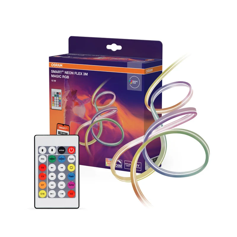 OSRAM Wifi SMART+ NEON FLEX MAGIC RGB striscia LED, 3m, 15W, con telecomando