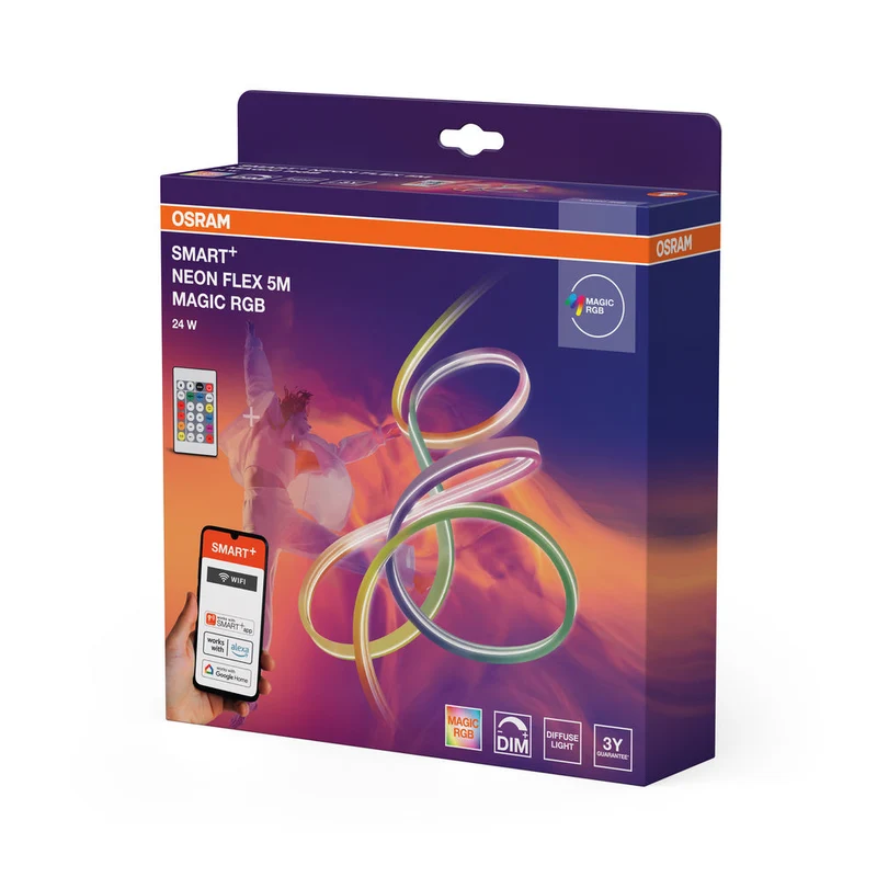 OSRAM Wifi SMART+ NEON FLEX MAGIC RGB striscia luminosa a LED, 5m, 24W, con telecomando