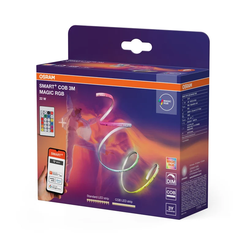 OSRAM Wifi SMART+ COB MAGIC con telecomando, RGB, 3m