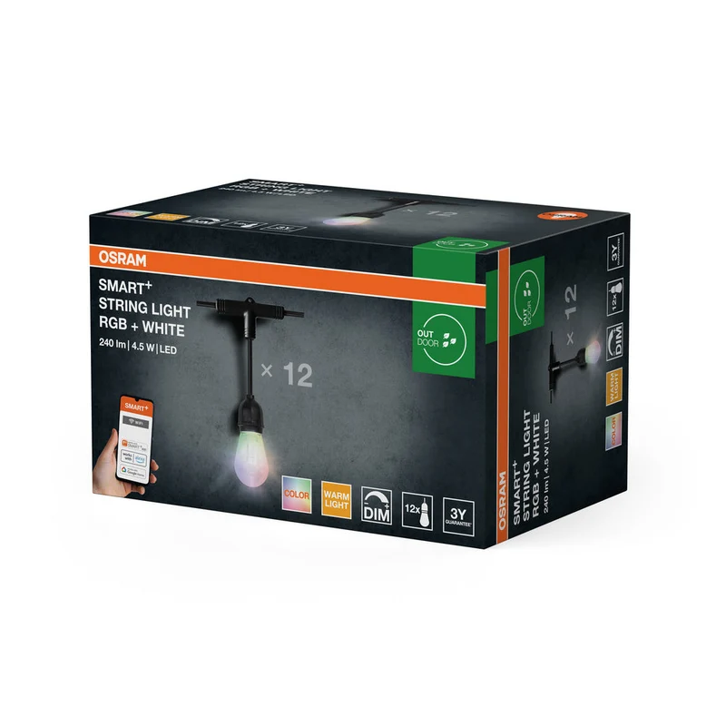 OSRAM SMART+ Catena luminosa WiFi da esterno, 4,5W, nero