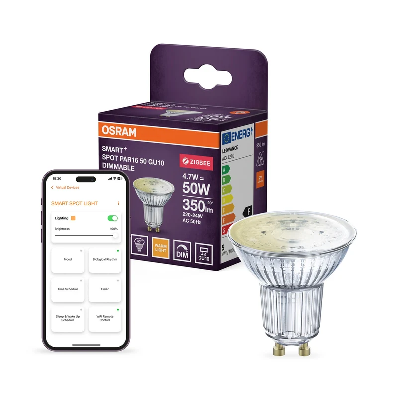 OSRAM ZigBee SMART+ LED Lampadina Spot bianco caldo dimmerabile (ex 50W) 4,7W / 2700K GU10