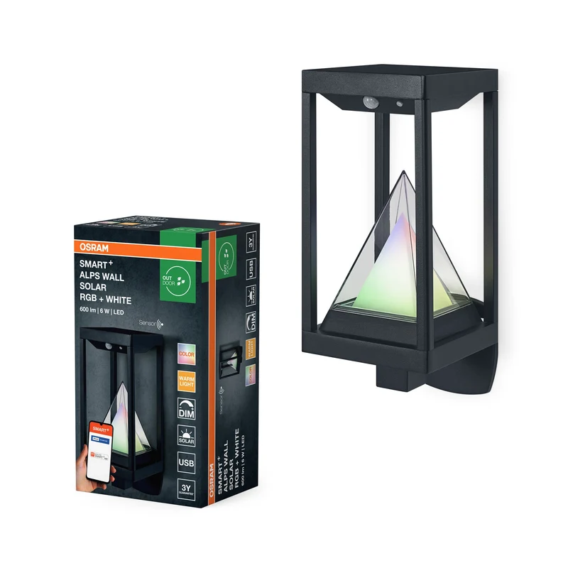 OSRAM SMART+ Lampada da parete solare Bluetooth per esterni, sensore