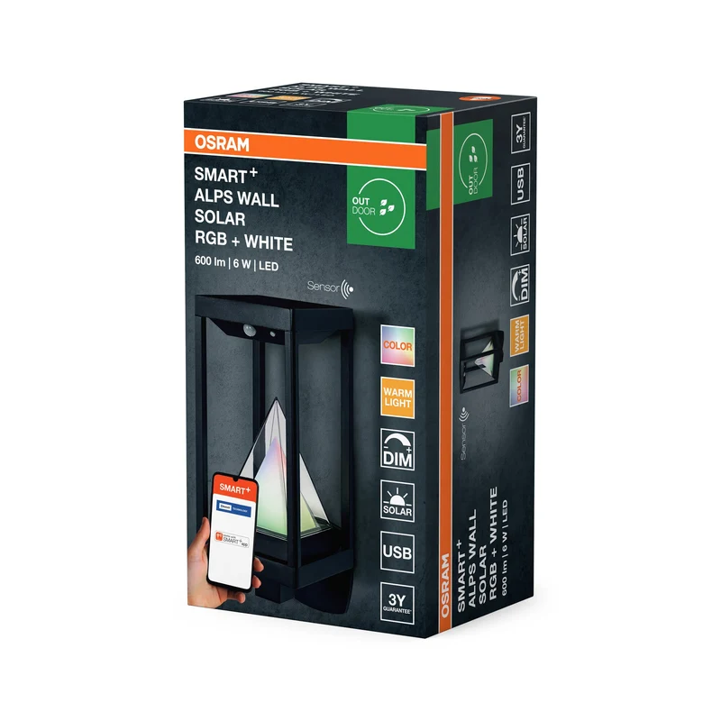 OSRAM SMART+ Lampada da parete solare Bluetooth per esterni, sensore