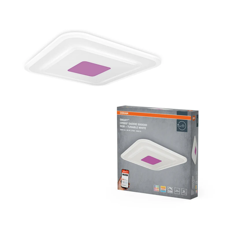 OSRAM Wifi SMART+ ORBIS SADDIE LED RGBW multicolore lampada da soffitto 50x50cm Bianco regolabile 36W / 2700-6500K