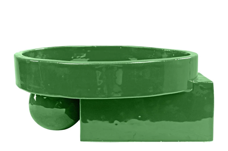Casa Padrino Luxus Schale Grün 31,5 x 33,5 x H. 13,5 cm - Steingut Deko Schale im Basil Green Finish - Luxus Deko Accessoires