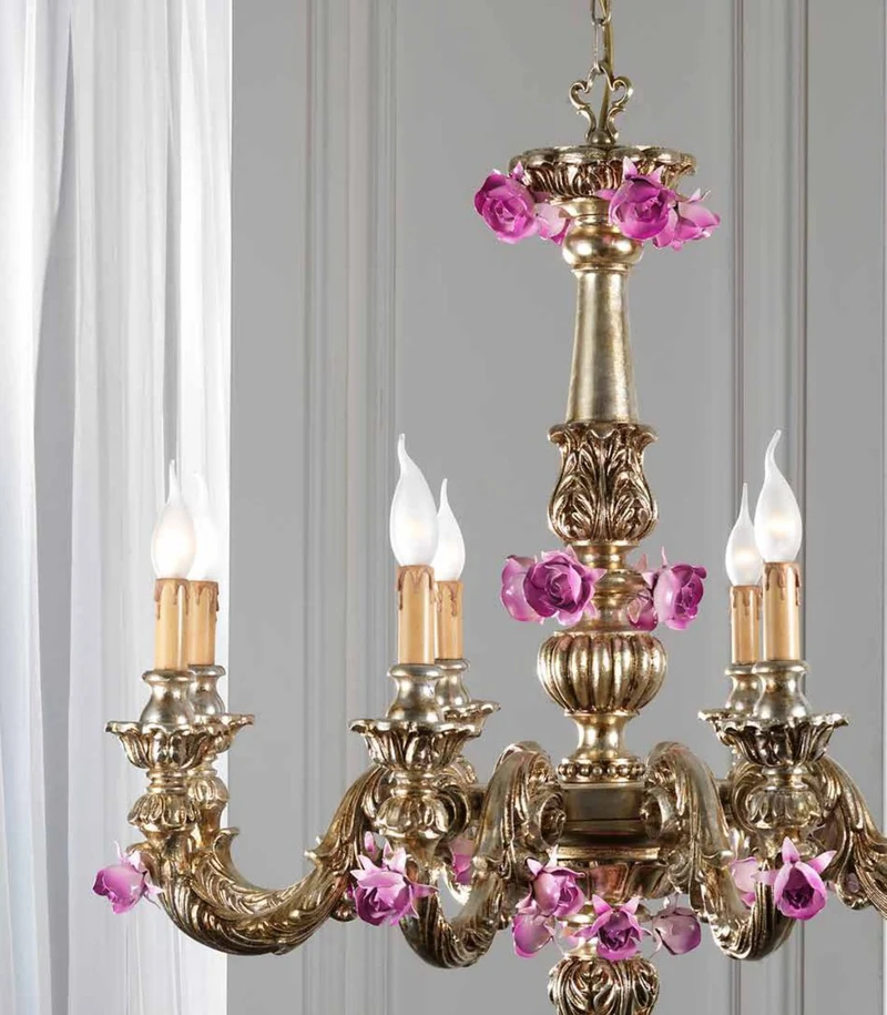 Casa Padrino Barock Kronleuchter Ø 85 x H. 80 cm 8-flammig - Handgefertigte Leuchte aus Italien - Barock Leuchten