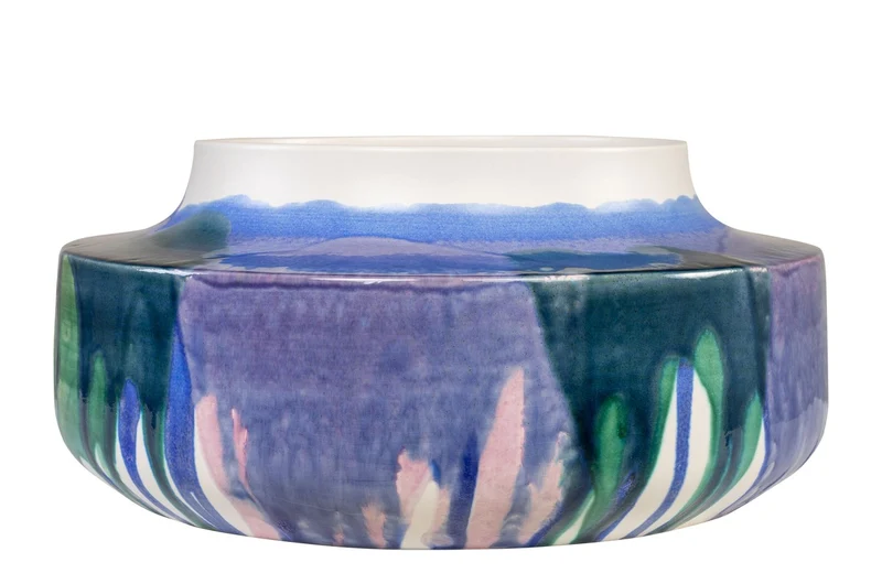 Casa Padrino Luxus Schale Ø 36,5 x H. 16 cm - Große Deko Schale aus feinem Porzellan mit frei gestalteter Oberfläche - Luxus Deko Accessoires