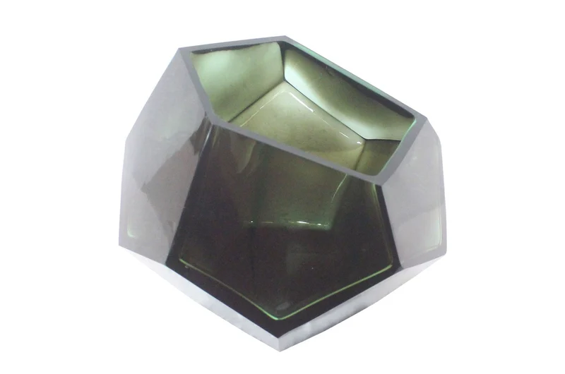 Casa Padrino Luxus Schale Türkis Ø 24,5 x H. 19,5 cm - Große Deko Schale aus massivem Farbglas in Aqua mit facettiertem Diamant-Schliff - Luxus Deko Accessoires