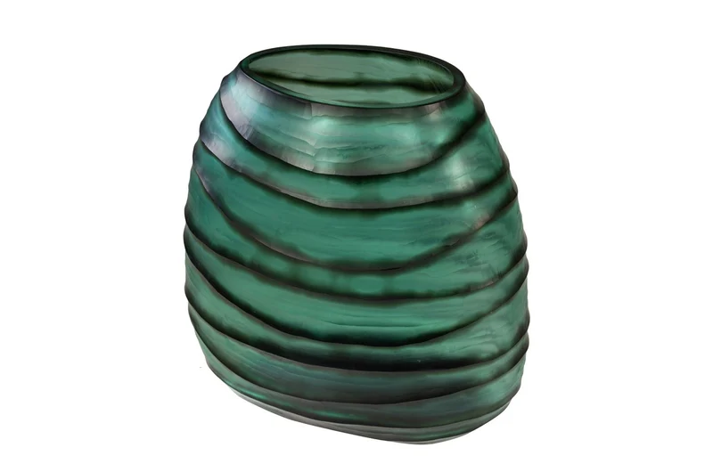 Casa Padrino Luxus Kerzenhalter Türkis / Grau 34 x 22,5 x H. 34 cm - Großes Windlicht aus massivem Farbglas in Aqua und Grau, auch als Vase verwendbar - Luxus Deko Accessoires