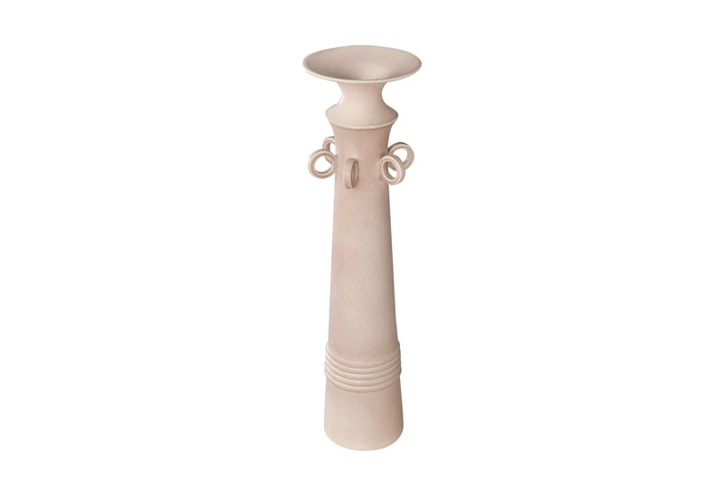 Casa Padrino Luxus Vase Rosa Ø 15 x H. 54,5 cm - Hohe schlanke Vase Datoga Choker aus Steingut mit Ringen am Hals - Luxus Deko Accessoires