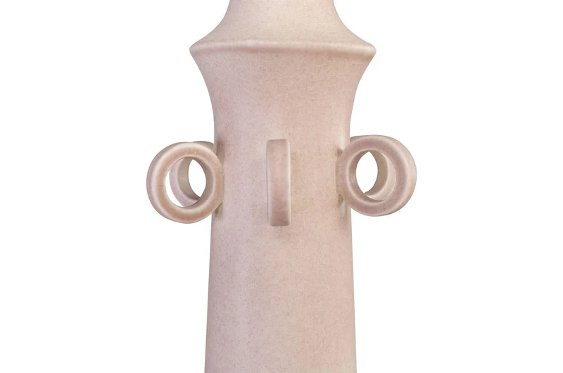 Casa Padrino Luxus Vase Rosa Ø 15 x H. 54,5 cm - Hohe schlanke Vase Datoga Choker aus Steingut mit Ringen am Hals - Luxus Deko Accessoires