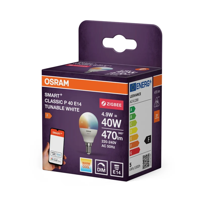 OSRAM ZigBee SMART+ Miniballform P40 Bianco Regolabile 2700 - 6500K E14
