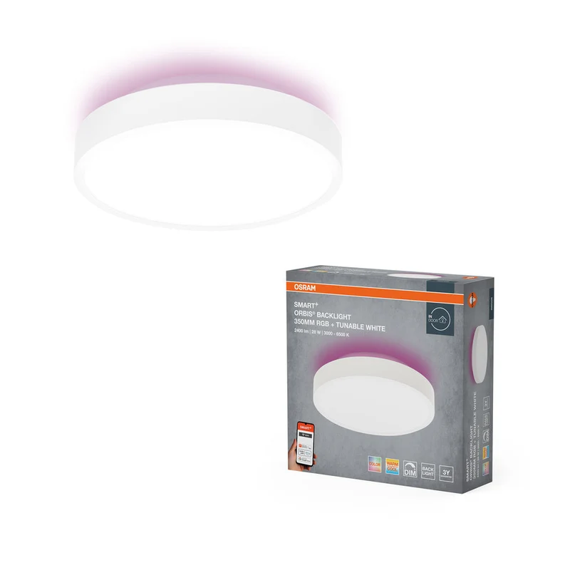 OSRAM Wifi SMART+ ORBIS BACKLIGHT LED Lampada da soffitto RGBW multicolore 35cm Bianco regolabile 28W / 3000-6500K bianco