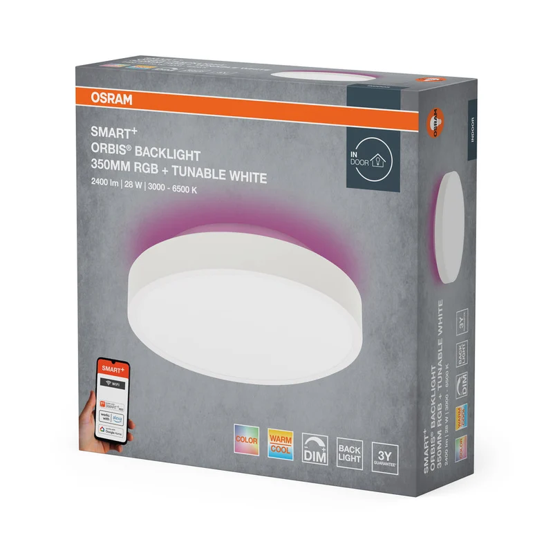 OSRAM Wifi SMART+ ORBIS BACKLIGHT LED Lampada da soffitto RGBW multicolore 35cm Bianco regolabile 28W / 3000-6500K bianco
