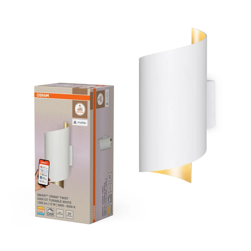 OSRAM Matter SMART+ ORBIS TWIST LED Applique 23x12,7cm Bianco Regolabile 12W / 3000-6500K bianco
