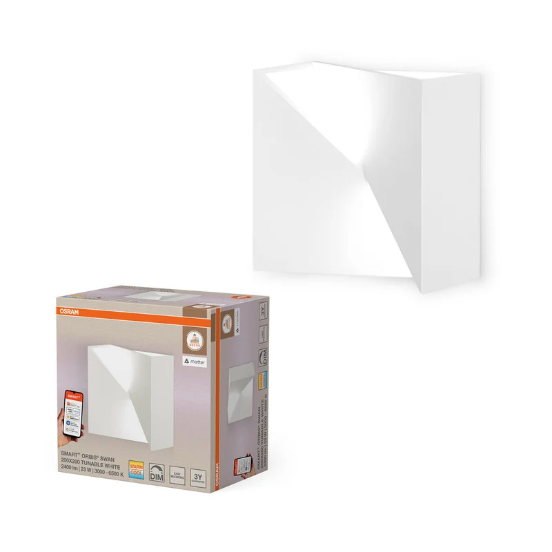 OSRAM Matter SMART+ ORBIS SWAN LED Applique 20x20cm Regolabile Bianco 23W / 3000-6500K bianco